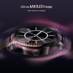 boAt Enigma Gem Women's Luxury Smart Watch w/ 1.19” (3.02cm) AMOLED Display, Emergency SOS Live Location Sharing, Female Wellness, Watch Face Studio, BT Calling, Watch for Woman (Rose Gold)