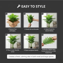 GARDEN GYANI Artificial Areca Palm Plant with Black Pot – 145 cm Tall Faux Tropical Decorative Plant with 35 Leaves for Home, Office & Living Room Décor