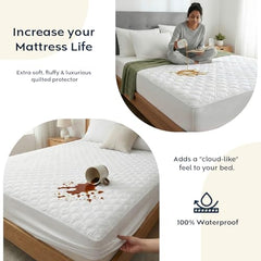 Ayka 100% Waterproof King Size 78x72 inch Cotton Quilted Mattress Protector Breathable Hypoallergenic Noiseless Ultra Soft Elastic Fitted Bed Protector Mattress/Bed Cover (Grey, King (78 * 72”))