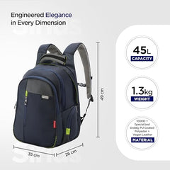 HARISSONS Sirius Travel Laptop Backpack | 45L | Fits 15.6” Laptop | Heavy-Duty Build | USB & Audio Port, Multi-Level Organizer, Trolley Sleeve | Work, Travel & College (black)