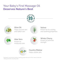 Himalaya Baby Massage Oil 200ml | All-round growth | Strong Bones & Muscles | Ashwagandha, Country Mallow & Aloe Vera | No.1 Dr. Recommended Brand| Vitamin E | 99% NOI | Mineral oil free