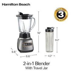 Hamilton Beach Portable Blender with Sipper Lid and Blade Guard