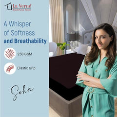 La Verne 100% Waterproof Premium Cotton Feel Mattress Protector Queen Size 78 x 60 Inches | Breathable and Hypoallergenic Ultra Soft Fitted Bed Protector Cover