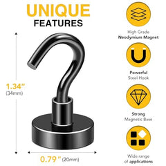 DIYMAG Magnetic Hooks 15pcs 30lbs Cruise Essentials 2026 Magnet Hook | Neodymium Heavy Duty Strong Magnets Hanging Ship Cabins Refrigerator Fridge Classroom Beach Vacation Kitchen Grills Home Tool
