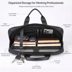 RIONTO Elite Vegan Leather Laptop Bags for Men Office Use | Upto 15.6 inch | Expandable Bottom | Mobile & Pen Compartment with Multiple Organizers | Professional Office Bag for Man & Women - Tan