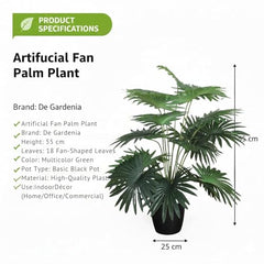 GARDEN GYANI Artificial Areca Palm Plant with Black Pot – 145 cm Tall Faux Tropical Decorative Plant with 35 Leaves for Home, Office & Living Room Décor