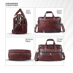 Hammonds Flycatcher Genuine Leather 15.6 Inch Laptop Office Bag for Men | 15.6” Padded Laptop Sleeve| 3 Zip Pockets| Detachable & Adjustable Strap| Pen,Wallet & Mobile Pocket |Durable|1 Year Warranty