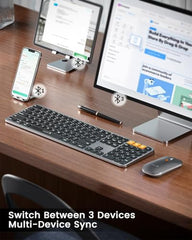 ProtoArc Backlit Bluetooth Keyboard Mouse for Mac, KM100-A Ultra Slim Wireless Keyboard Mouse for Mac, Rechargeable, Multi-Device for MacBook Pro, MacBook Air, iMac, iPhone, iPad, Space Gray