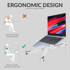 Tukzer (Imported Foldable Laptop Stand Riser for Laptop, MacBook, Notebook & Tablets up to 17 Inch, 7 Level Height Angle Adjustment, 2X Stronger M-Shape Aluminum Silicone Pads Air Ventilation-Black