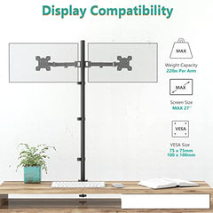 WALI Triple Monitor Mount, Three Desk Mount Fits 13-27in Screens,Holds up to 22lbs, Multiple Monitor Stand with Tilt, Swivel, Rotation, VESA 75x75,100x100mm(M003S), Black