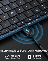 ProtoArc Foldable Bluetooth Keyboard, XK01 Full Size Folding Wireless Keyboard with Number Pad, Portable Travel Keyboard for Windows iOS Android Tablets, Laptops, iPad