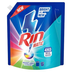RIN Matic Liquid Detergent, 2Kg, for Dazzling Brightness, with Bright Lock Technology, Long-Lasting Fragrance, for Top Load Washing Machines