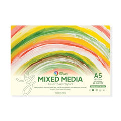 Zen Sangam Bookmark Mixed Media Glued Sketch Pad | 230GSM 100% Cellulose, Hot Pressed | 48 Sheets Size(18x5cm) | Medium Grain | for Pencil, Charcoal, Pastel, Wax, Acrylic, Gouache, Light Watercolor