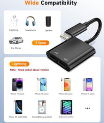 TQZEK 2in1 Light_ing 8pin to 3.5mm Adapter MFi Certified 20W Fast Charge & Hi-Fi Sound for Earphone Car Home Stereo AUX Audio Dongle for iPhone 14/13/12/11/XR/XS/X/8/7/6 Series iPad and iPod