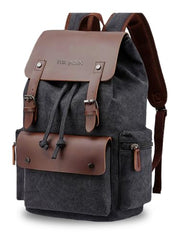 FUR JADEN Eco Friendly Travel 4 Compartment Laptop Backpack Made of Water Resistant Sustainable Canvas and Vegan Leather for Unisex for Travel Hiking Work (Coffee)