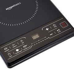 Amazon Basics 1600W Induction Cooktop | 7 Pre-Set Cooking Menus | LED Display | Smart Push Buttons I Energy Efficient, Auto Cut-off, 20A IGBT & 4KV Surge Protection I Black