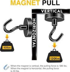DIYMAG Magnetic Hooks 15pcs 30lbs Cruise Essentials 2026 Magnet Hook | Neodymium Heavy Duty Strong Magnets Hanging Ship Cabins Refrigerator Fridge Classroom Beach Vacation Kitchen Grills Home Tool