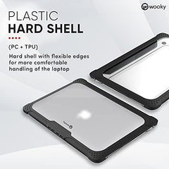 WOOKY MacBook Air M1 13.3 inch Shockproof 360 Degree PC + TPU Protection Plastic Hard Shell Flip Cover Case for MacBook Air A1932 A2179 A2337 (13.3 inch) - Black Clear