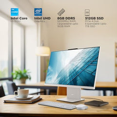 Lenovo IdeaCentre AIO 13th Gen Core™ i3-1315U 24" FHD IPS (8GB RAM/512GB SSD/Windows11/Office 24/3Wx2 Harman Speakers/Wireless EOS Keyboard & Mouse, Cloud Grey), F0HN00PGIN All-in-One Desktop