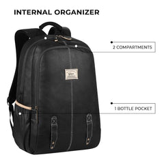 Gear Classic Anti Theft Faux Leather 14 cms Black Laptop Backpack (LBPCLSLTH0101)