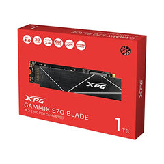 XPG ADATA GAMMIX S70 Blade M.2 NVME 1TB PCIe Gen4x4 2280 Internal Solid State Drive/SSD, Read/Write Speed Up to 7,400/6800 MB/s - (AGAMMIXS70B-1T-CS) Compatible with PC, Laptop and Play Station 5