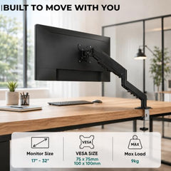 STAR WORK Single Monitor Desk Mount for 13–34” Inch Screens, Heavy Duty Adjustable VESA Monitor Arm with C-Clamp & Grommet Base | Full Motion Tilt & Swivel Rotation (Purple Arm Stand)