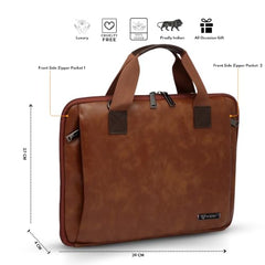 VISMIINTREND Laptop Leather Bag for Man | Coffee Brown
