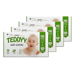 TEDDYY Easy Baby M Size Diaper Tape Style |126 Count (Medium) | 6-11 kgs (Pack of 2) | Quick Absorbency | Extra Super Soft | Anti - Bacterial | Wetness Indicator with Adjustable Grip Tapes
