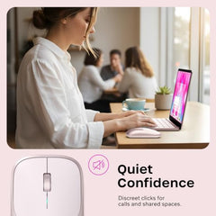 SATECHI Slim EX Wireless Mouse, Bluetooth & 2.4 GHz, Quiet Clicks, Silver