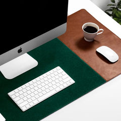 DailyObjects Large Premium Vegan Leather Desk Mat|Anti-Skid|Anti-Slip|85*45cm|Reversible Desk spread Turf Desk/Laptop Mat for Work from Home/Office/Gaming- Extended mouse pad and keyboard desk pad-Tan