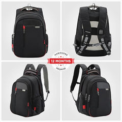 HARISSONS Sirius Travel Laptop Backpack | 45L | Fits 15.6” Laptop | Heavy-Duty Build | USB & Audio Port, Multi-Level Organizer, Trolley Sleeve | Work, Travel & College (black)