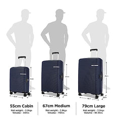 American Tourister Liftoff+ with TSA Lock & 8 Wheel, 3Pc Set (Small +Medium +Large) Hard PP Check-in Suitcase for Travel/Trolley Bag for Travel/Travel Bag with Double Wheel - Spa Blue