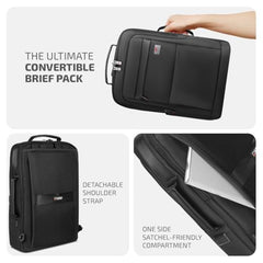 VIP Legacy 17 Inch Convertible Laptop Backpack 25L | Water-Resistant with USB Charging Port | Padded Laptop Sleeve, 3 Compartments, Front Organizer | Office & Travel Backpack for Men & Women (Black)