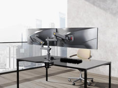 Dual Monitor Arm Stand for 27–50 Inch Screens | Heavy Duty Gas Spring Monitor Mount | Vertical & Horizontal Stacking | 2–15kg Each | VESA 75x75 & 100x100 | Full Motion Swivel Tilt Rotation | D9C
