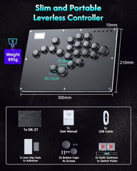 GuileKeys Arcade Fight Stick GK-21, All-Button Gamerfinger with Custom RGB & Turbo Functions, Arcade Controller for PC/PS4/PS3/Switch/Steam Game Keyboard Supports Hot Swap & SOCD