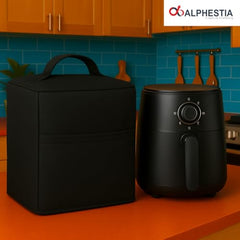 ALPHESTIA Air Fryer Cover for Philips 4.2L NA120/00, HD9252/90, HD9200/90 & Other 4.1-4.5L Air Fryers Waterproof, Dustproof Air Fryer Cover with Pocket (BLACK, 4.1 TO 4.5 LITRES)