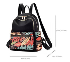 JUBLYN Ethnic Style Waterproof Oxford Backpack - Ladies Fashion Travel Canvas Large Capacity Nylon Student School Laptop Bag, Girls Printing Backpack (Human Black)