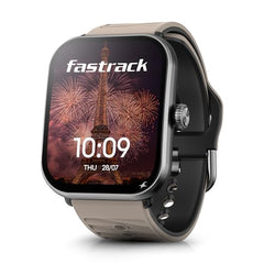 Fastrack MYND 1.93” AMOLED Display Smart Watch for Men & Women with AI Watch Faces,AI Chat,Offline Voice Commands,Curved Metallic Design,Functional Crown,BT Calling, Health Suite,100+ multisport modes