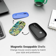Zebronics Fusion Wireless Mouse, 1200 DPI, Magnetic Swappable Shells, 3 Buttons, USB Nano Receiver, Lightweight, Power Saving Mode, High Precision