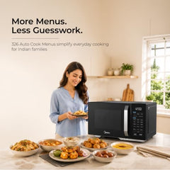 Midea 28 L Convection Microwave oven with Air Fry & Grill (MMOP03XA-ECSEBK) | 326 Auto cook menu | 900W | Child Lock