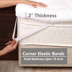 AVI Super Soft 500 GSM Microfiber Bed Mattress Topper for King Size 78x72 Inch | All Season Comfortable Sleep 2 Inch Thick Mattresses Padding King Size -(White, 6.5x6 Feet, 4 Corners Elastic Band)