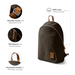 DailyObjects Pedal Everyday Casual Laptop Backpack (16L) Fits Upto 14 Inch Laptop, Unisex Travel Backpack Durable Canvas Material, Zippered Compartments With Pockets (Beige)