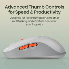 Portronics Toad 9 Wireless Bluetooth Mouse with Dual Wireless (BT + 2.4 GHz), Smart LED Display, Rechargeable Battery, Forward & Back Button, Multi-Device Pair, Upto 4800 Dpi Sensitivity(White)