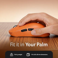 Acer PopGo Wireless Mouse | 2.4G + BT5.4 Dual Mode | 500mAh Rechargeable Battery | Adjustable DPI up to 6400 | Silent Click | 6 Buttons+Scroll Wheel | 10m Range | Windows & Mac Compatible – Orange