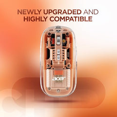 acer Clearview Transparent Wireless Mouse with Triple-Mode Connectivity, Silent Click Tech, Metal Scroll Wheel,1600 DPI Optical Sensor, USB-C Charging, Compatible Windows, MacOS, iOS, Android-Green