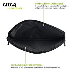 Gizga Essentials Laptop Bag Sleeve Case Cover Pouch for 15.6 Inch Laptop for Men & Women, Padded Laptop Compartment, Free Accessories Pouch, Premium Zipper Closure, Water Repellent Nylon Fabric, Grey