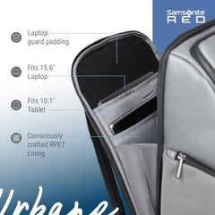 Samsonite Urbane | 16'Laptop Compartment| 25.6 L Volume| Multiple Compartment| Sleek Design |Work Backpack | Grey | 2 Years International Warranty