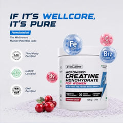 Wellcore Creatine Monohydrate For Women (33 Servings, Cranberry Crush)