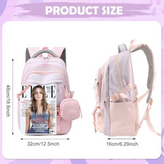 TS WITH TECHSUN College Laptop Backpack for Women & Teens with Zipper Pouch | School Bag for Girls 13-14 Years | 18 Inch Book Backpack | Travel School Bag, Tuition, Coaching (CAPYBARA - BROWN)