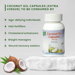 Natural Horizons Extra Virgin Coconut Oil Capsules 1000mg – Dietary Supplement for Hair, Skin & Heart Health, Daily Wellness & Nutrition Support – Softgels 60 Count Pack of 1